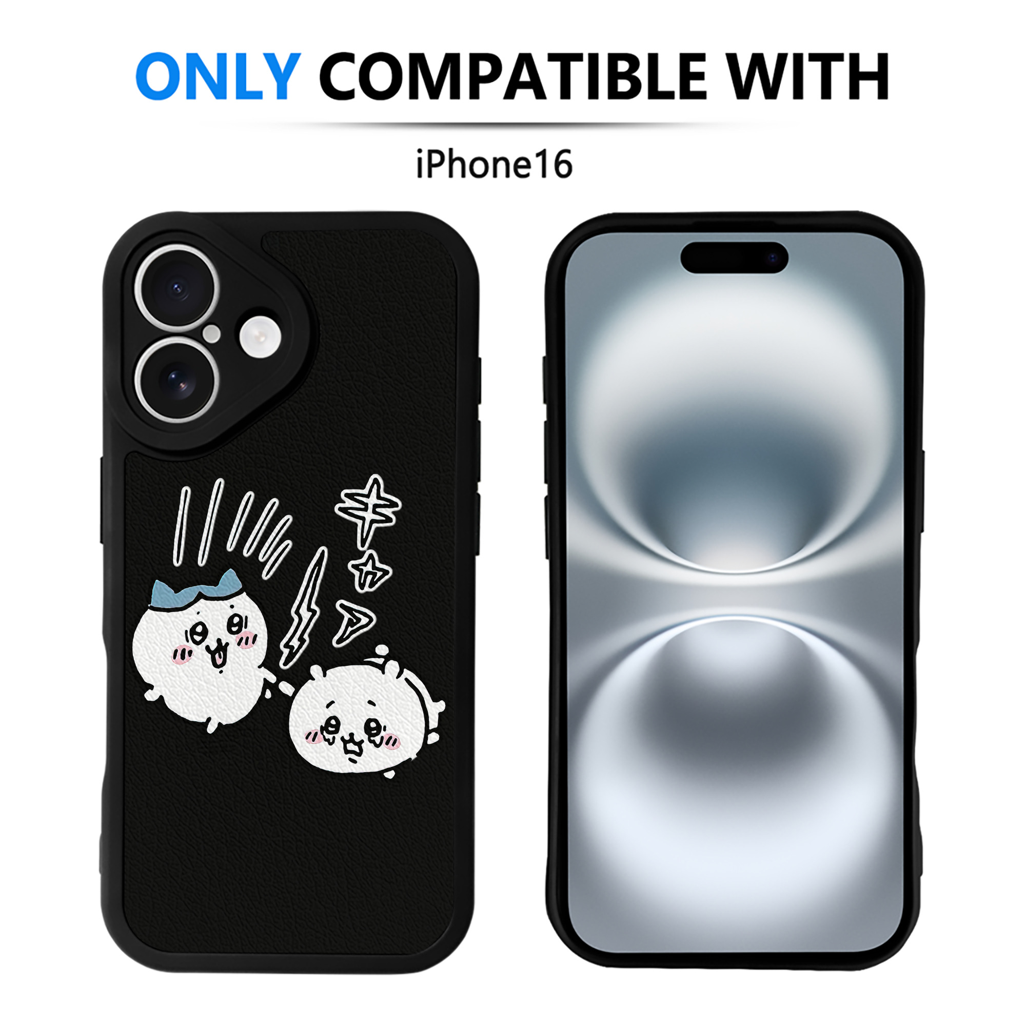 （画像用） ちいかわ ハチワレ Chii-kawa hachiware 【iPhone 16シリーズ対応】シリコンスマホケース（レザー調） 材質：シリコン